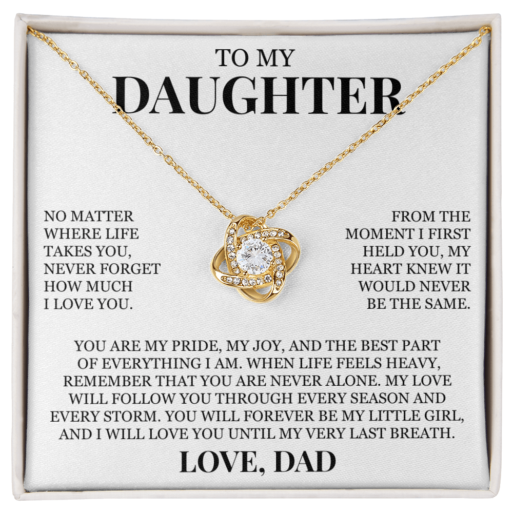 To My Daughter "Never Forget How Much I Love You" Love Knot Necklace