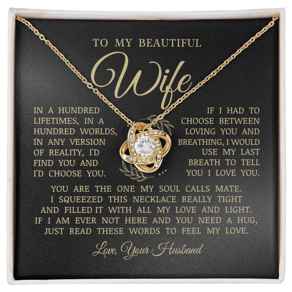 To My Beautiful Wife, Love Knot Necklace