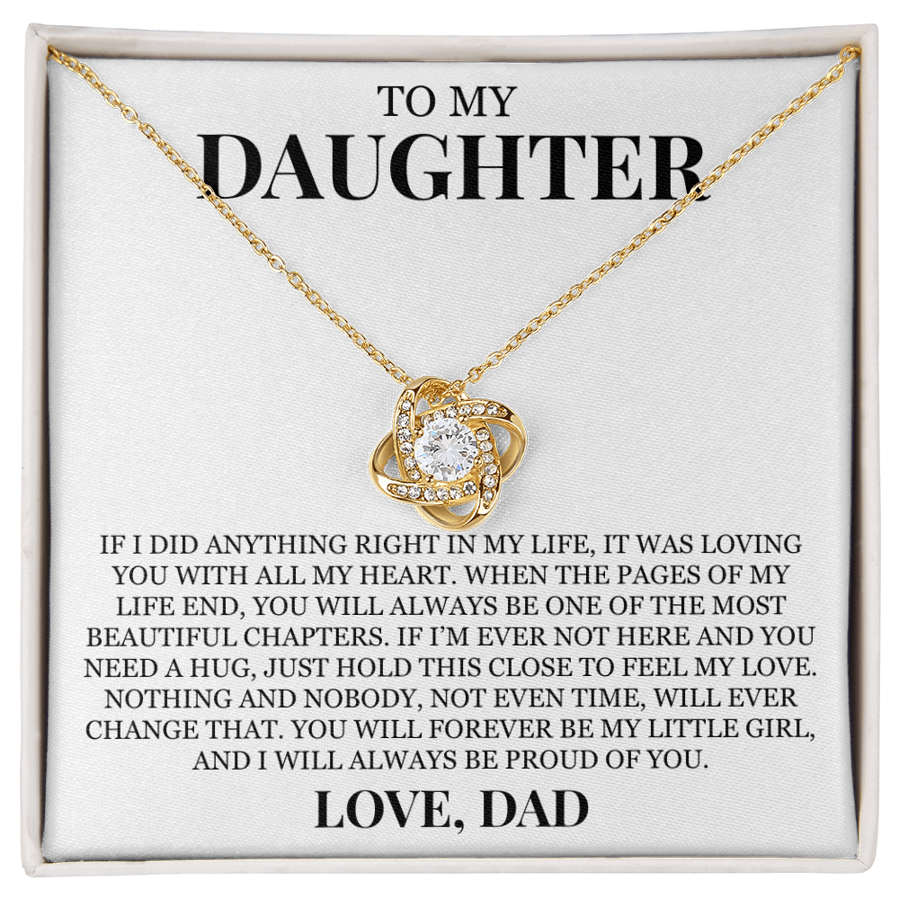 To My Daughter "Hold This Close to Feel My Love" Love Knot Necklace