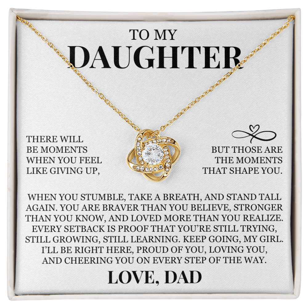 To My Daughter "You Are Loved More Than You Realize" Love Knot Necklace