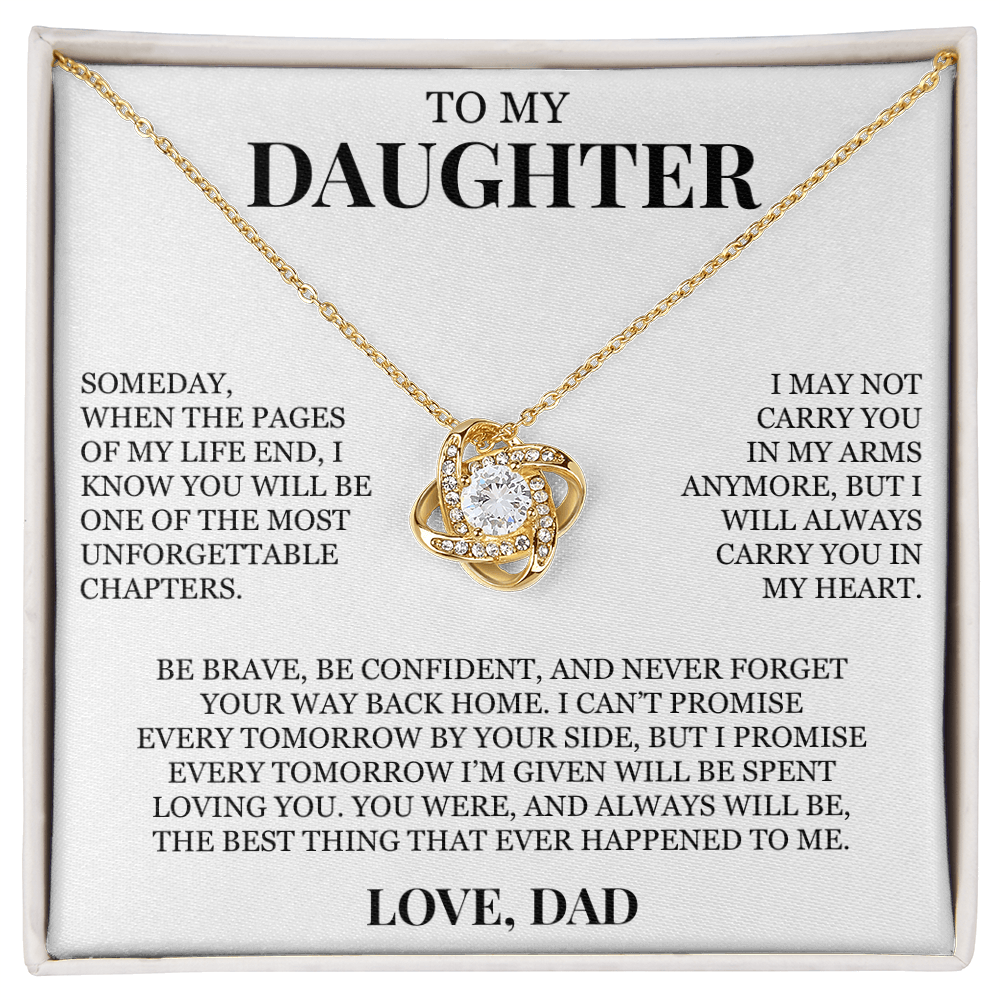 To My Daughter "I Will Always Carry You In My Heart" Love Knot Necklace