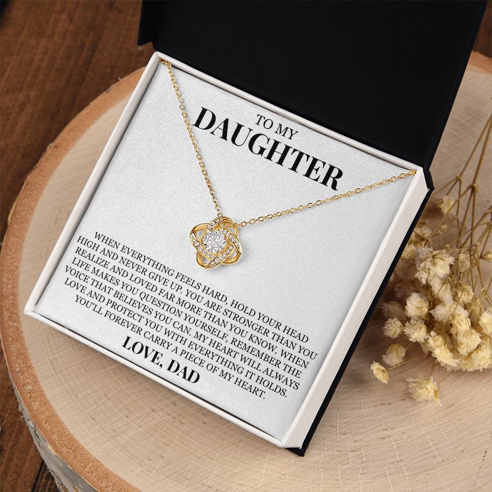To My Daughter "Hold Your Head High" Love Knot Necklace