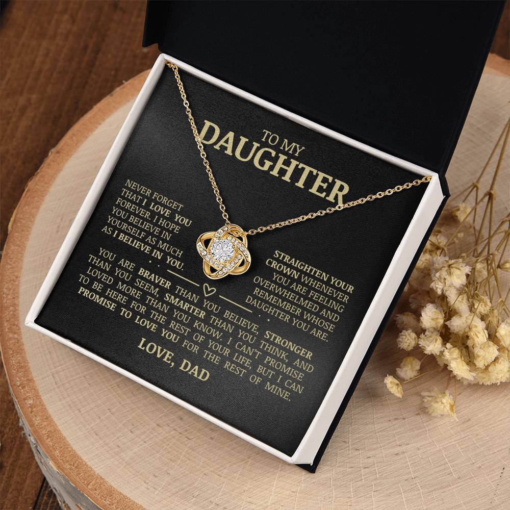 To My Daughter "Believe In Yourself" Love Knot Necklace