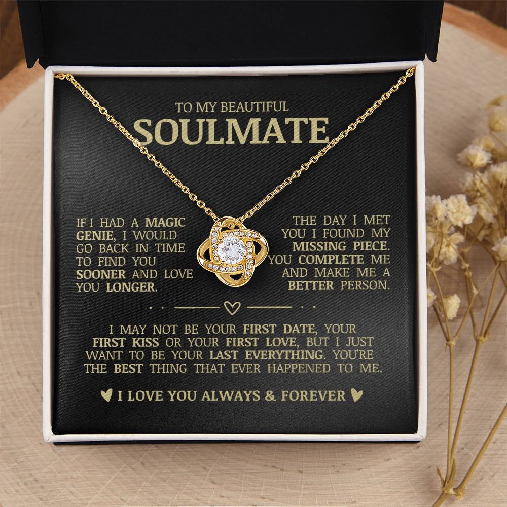 To My Beautiful Soulmate "You Complete Me" Love Knot Necklace