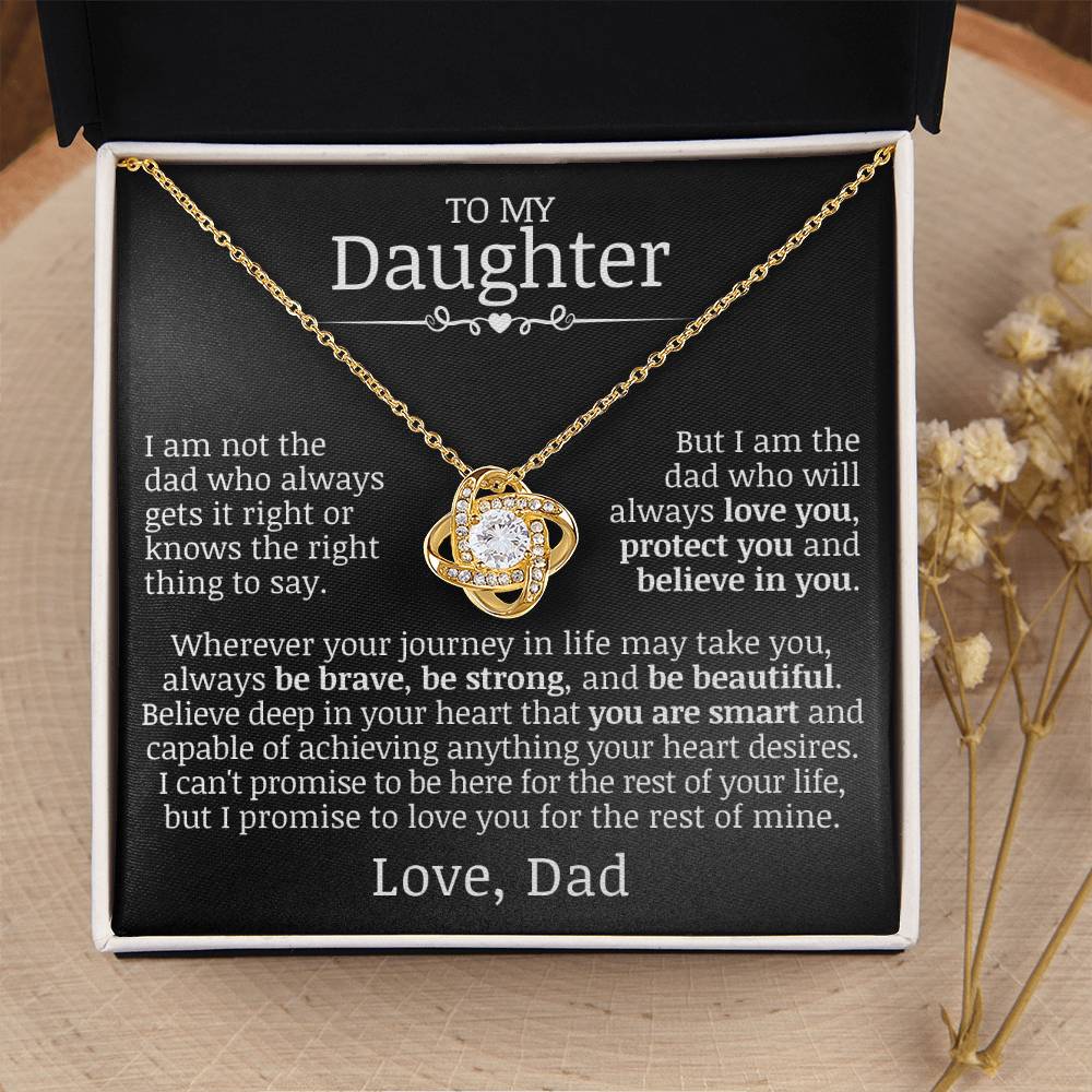 To My Daughter "Love You, Protect You, Believe In You" Love Knot Necklace