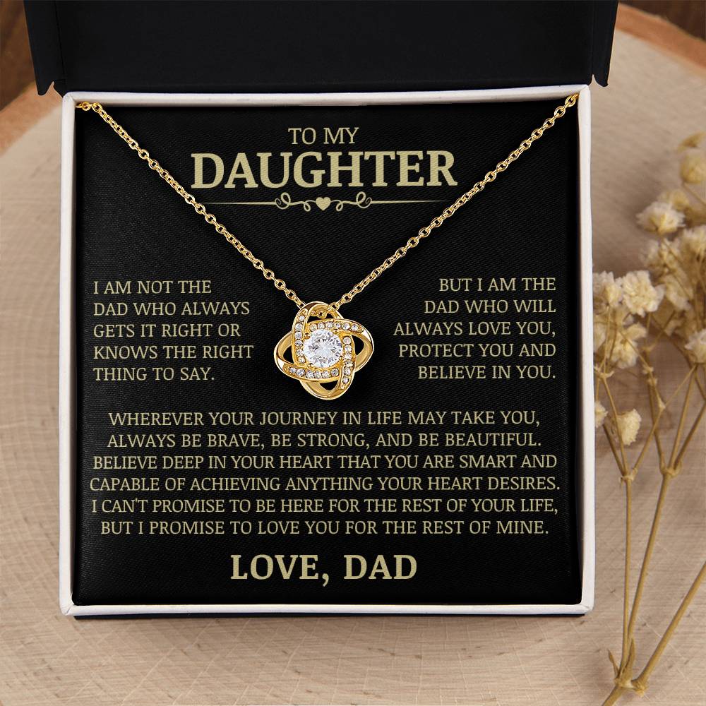 To My Daughter "Always Love You, Protect You, and Believe In You" Love Knot Necklace