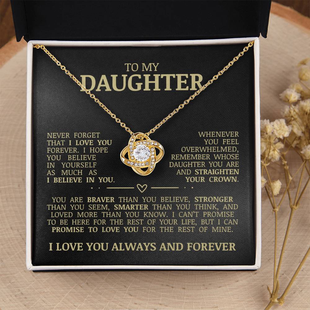 To My Daughter "Never Forget That I Love You" Love Knot Necklace