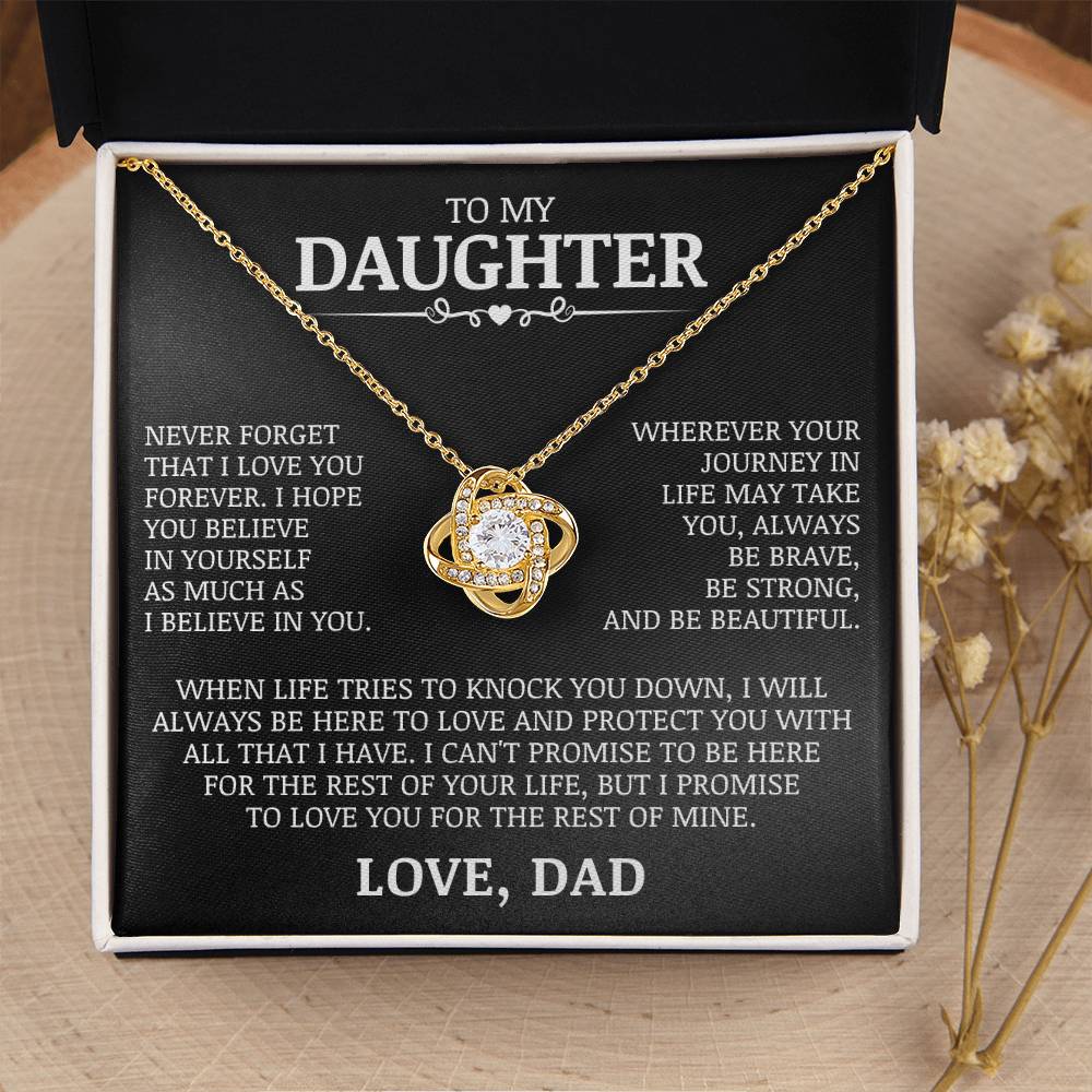 To My Daughter "Never Forget That I Love You" Love Knot Necklace