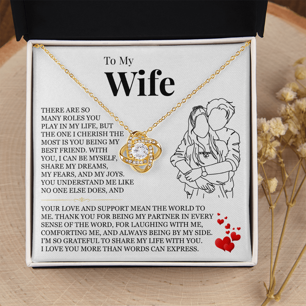 Love Knot Necklace - To My Wife "I Love You More Than Words Can Express"