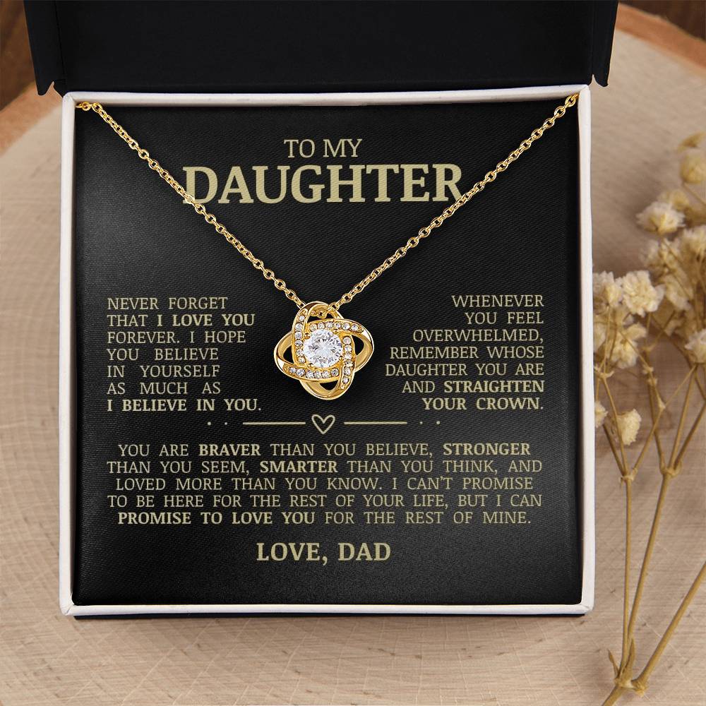 To My Daughter, Straighten Your Crown, Love Knot Necklace