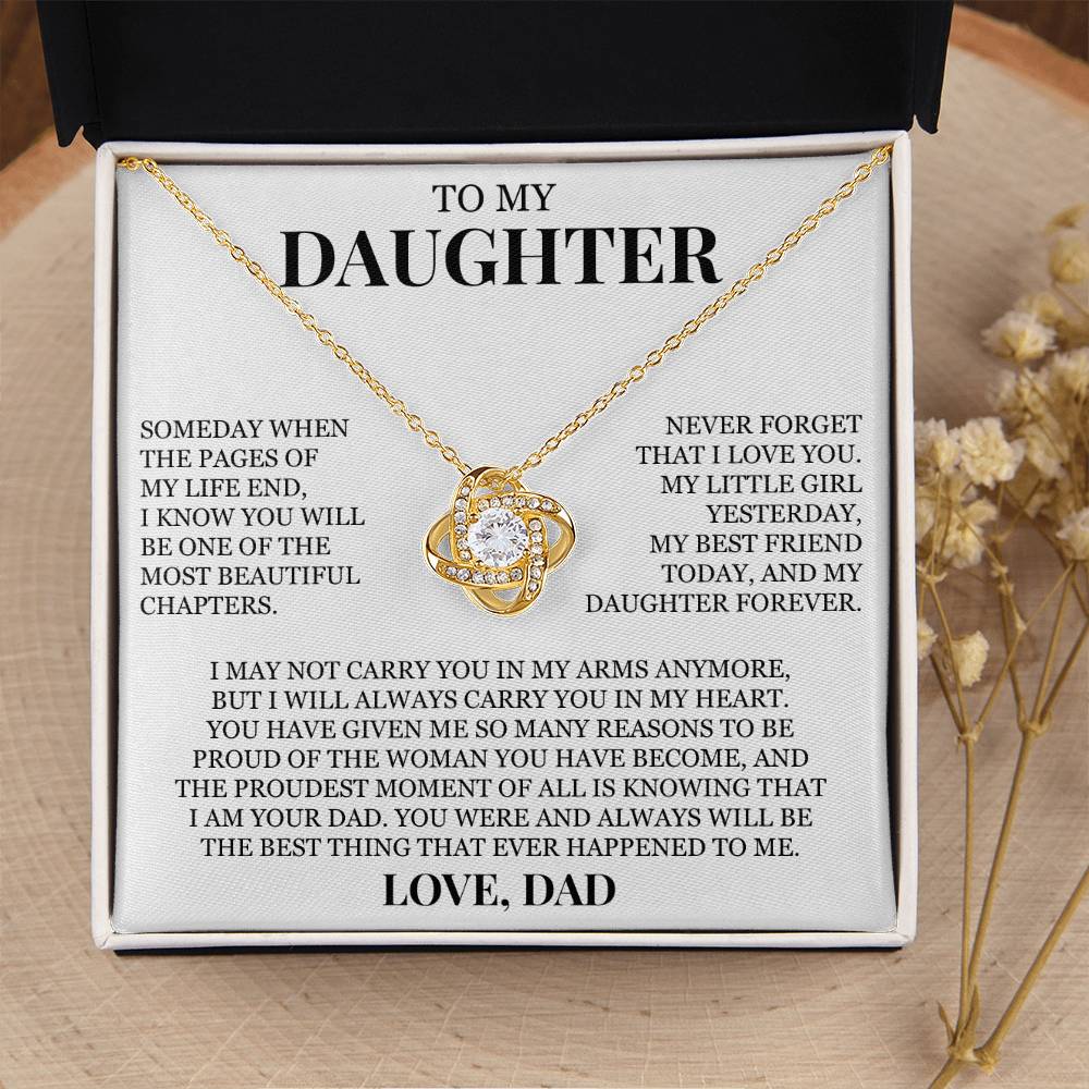 To My Daughter "Never Forget That I Love You" Love Knot Necklace
