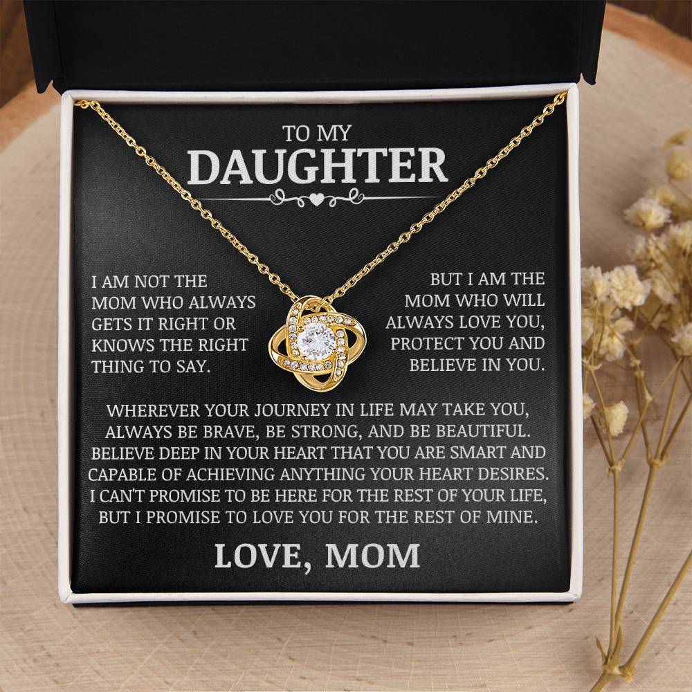 To My Daughter "Love You, Protect You, and Believe In You" Love Knot Necklace