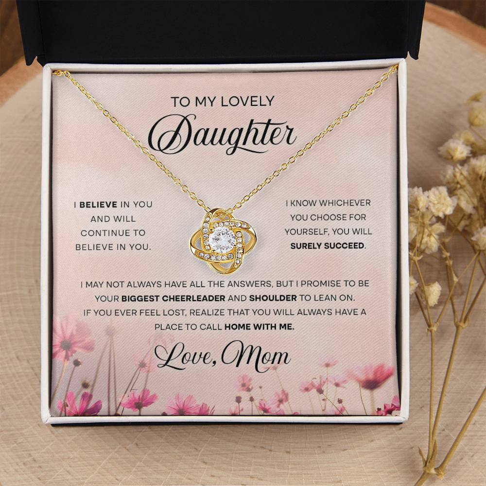To My Lovely Daughter, Love Knot Necklace