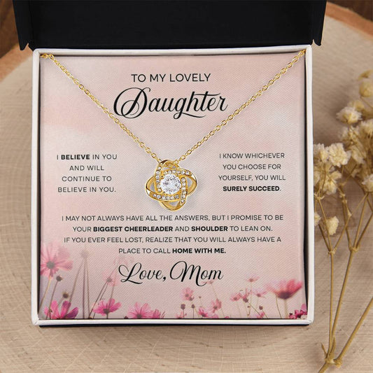 To My Lovely Daughter, Love Knot Necklace