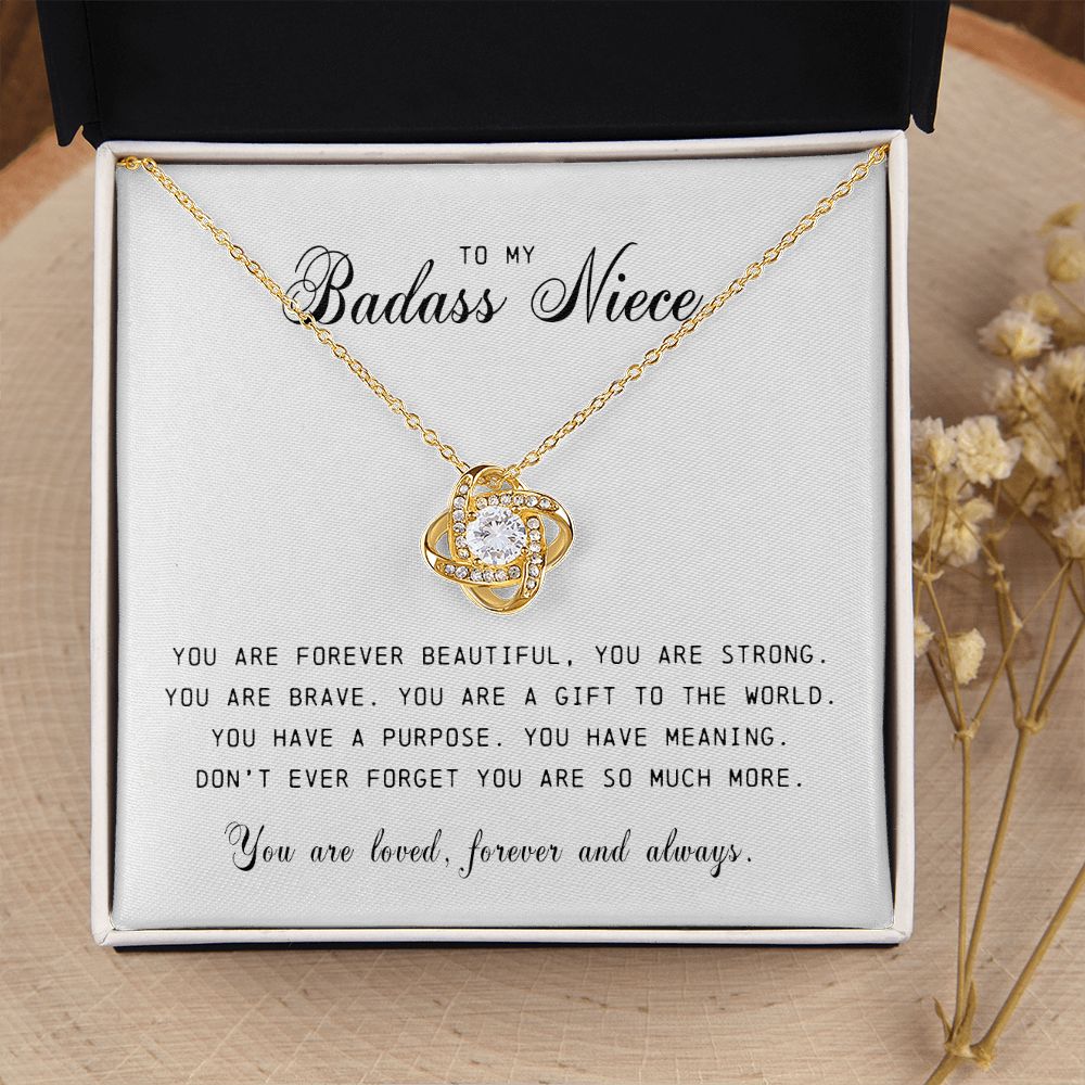 To My Badass Niece "You Are Forever Beautiful" Love Knot Necklace