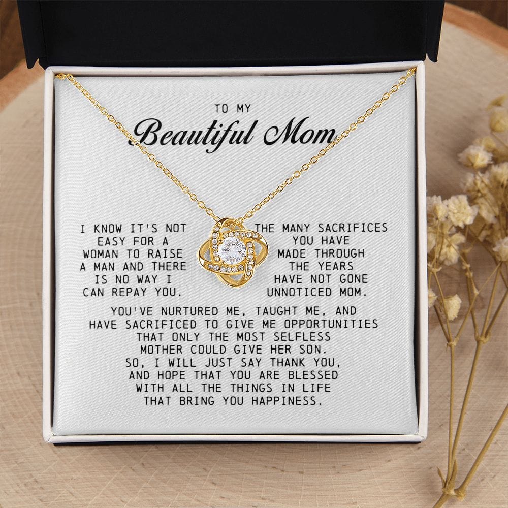 To My Beautiful Mom, Love Knot Necklace