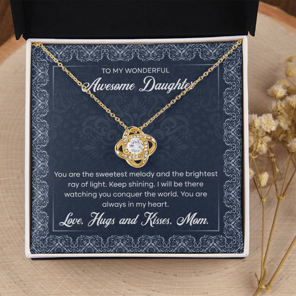 To My Wonderful Awesome Daughter, Love Knot Necklace