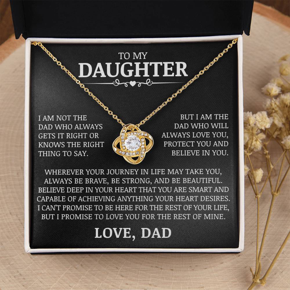 To My Daughter "Love You, Protect You and Believe In You" Love Knot Necklace