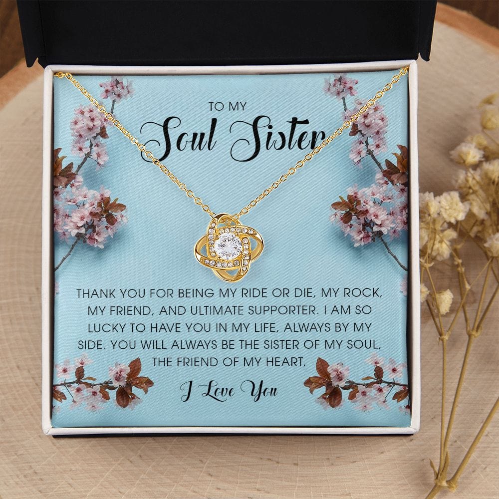 To My Soul Sister, Love Knot Necklace