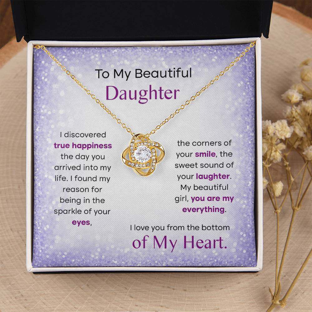 To My Beautiful Daughter, Love Knot Necklace, Gift From Mom