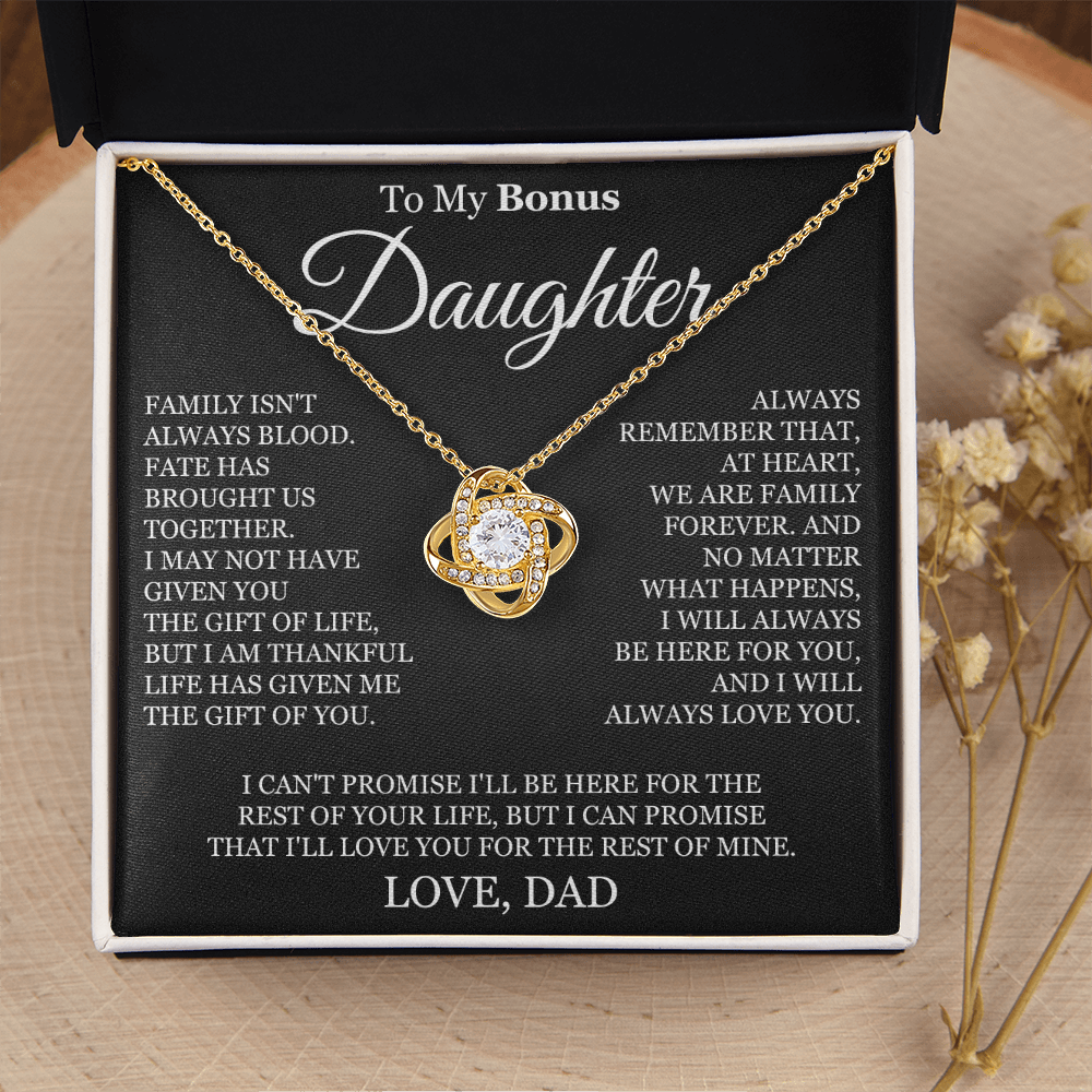 To My Bonus Daughter - Love Knot Necklace