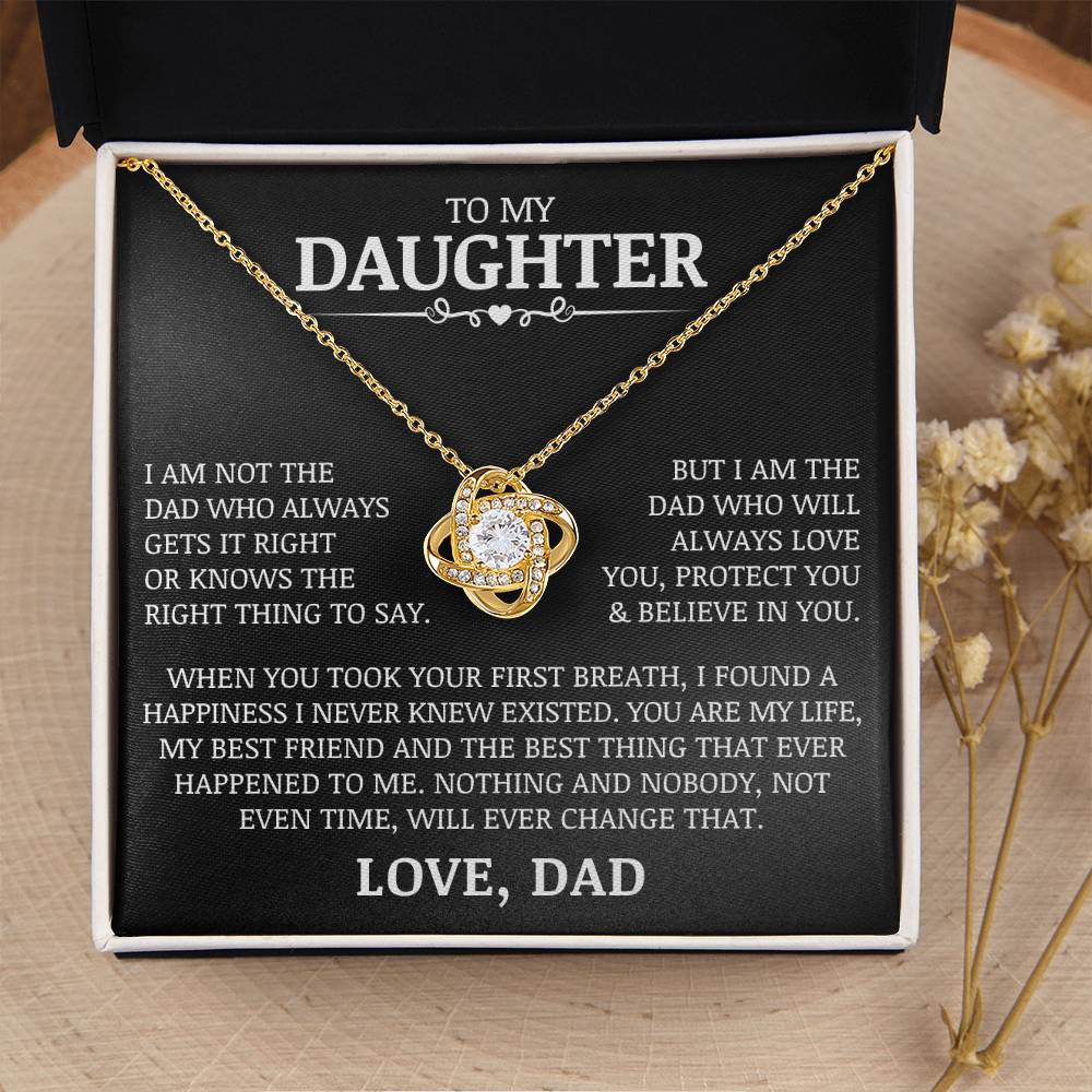 To My Daughter "Love You, Protect You & Believe In You" Love Knot Necklace