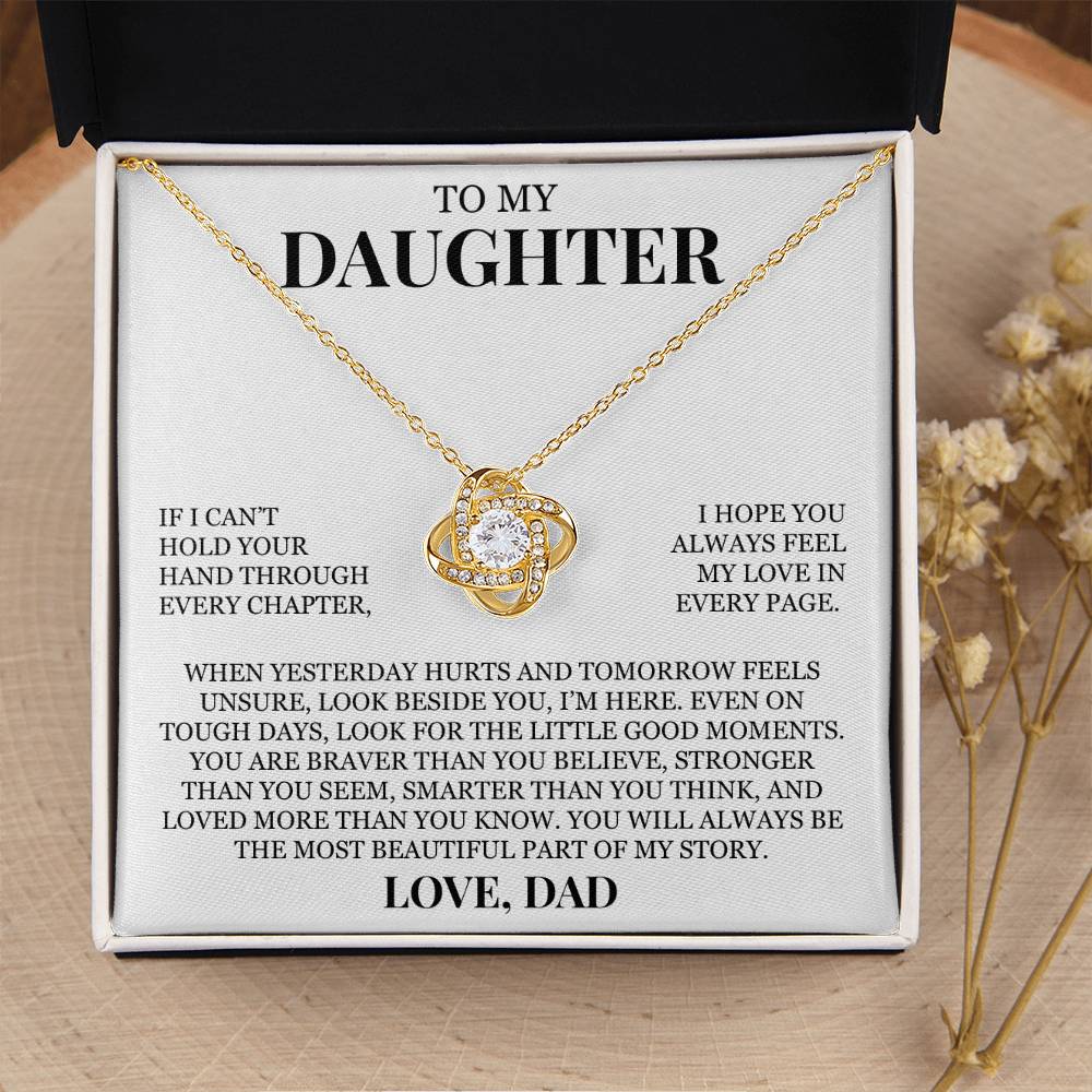 To My Daughter "I Hope You Always Feel My Love" Love Knot Necklace