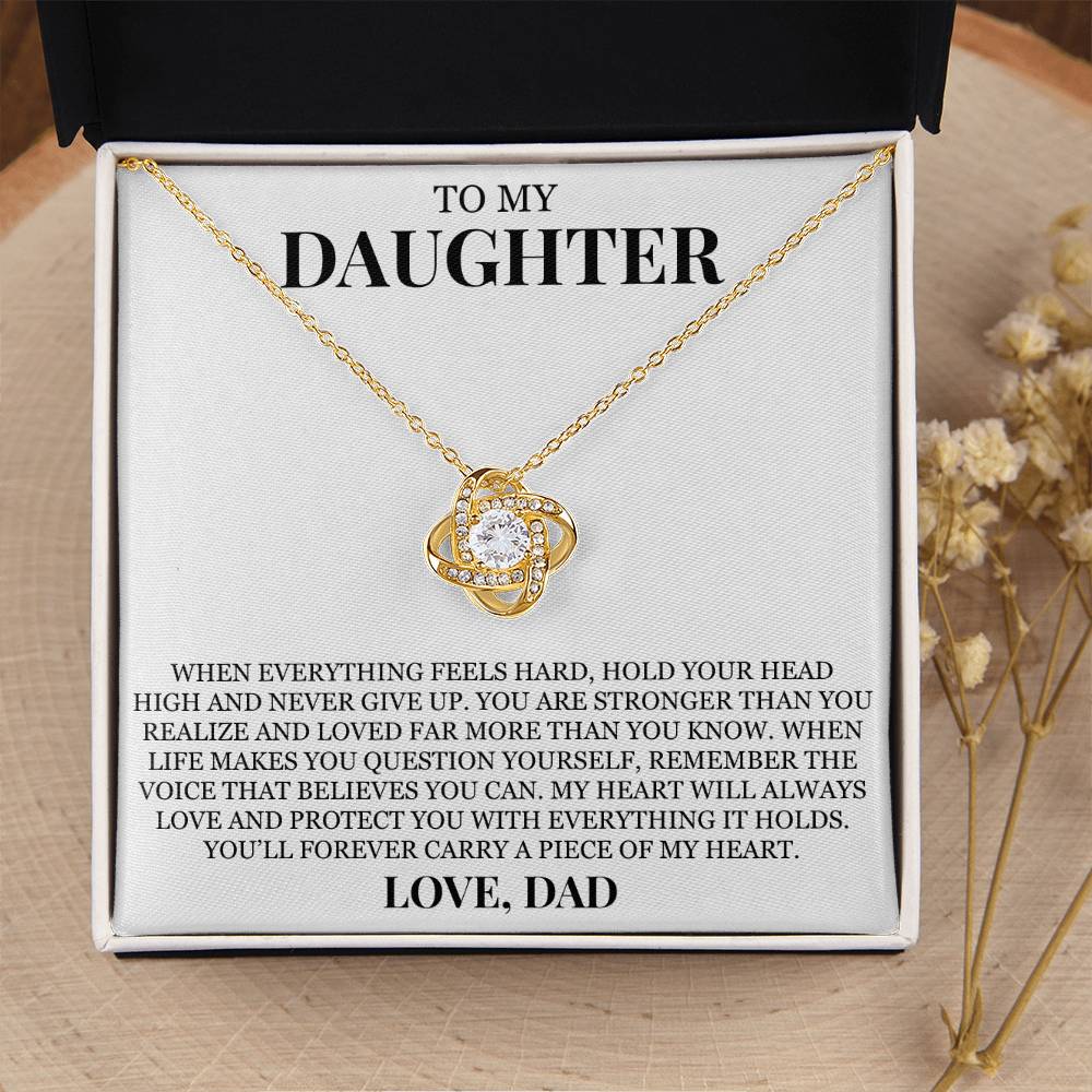 To My Daughter "Hold Your Head High" Love Knot Necklace
