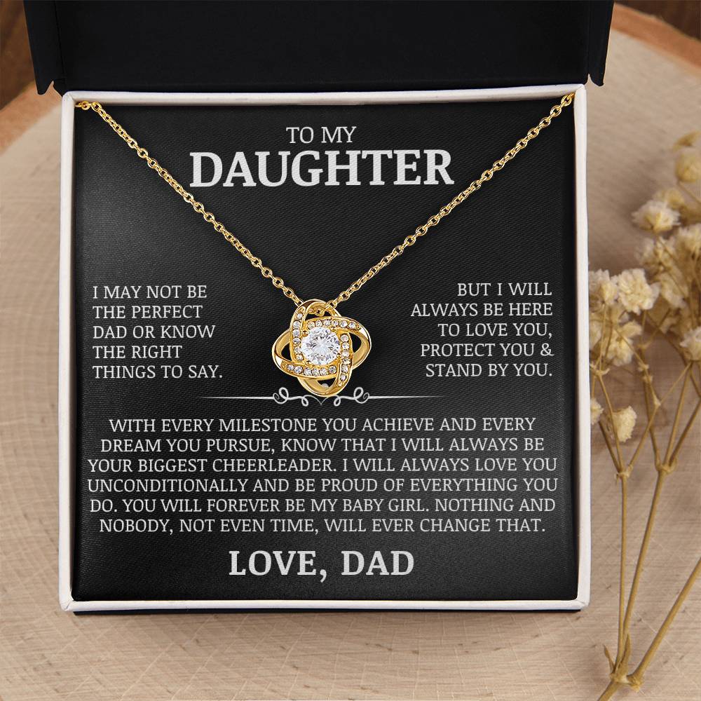 To My Daughter "I Will Always Love You" Love Knot Necklace