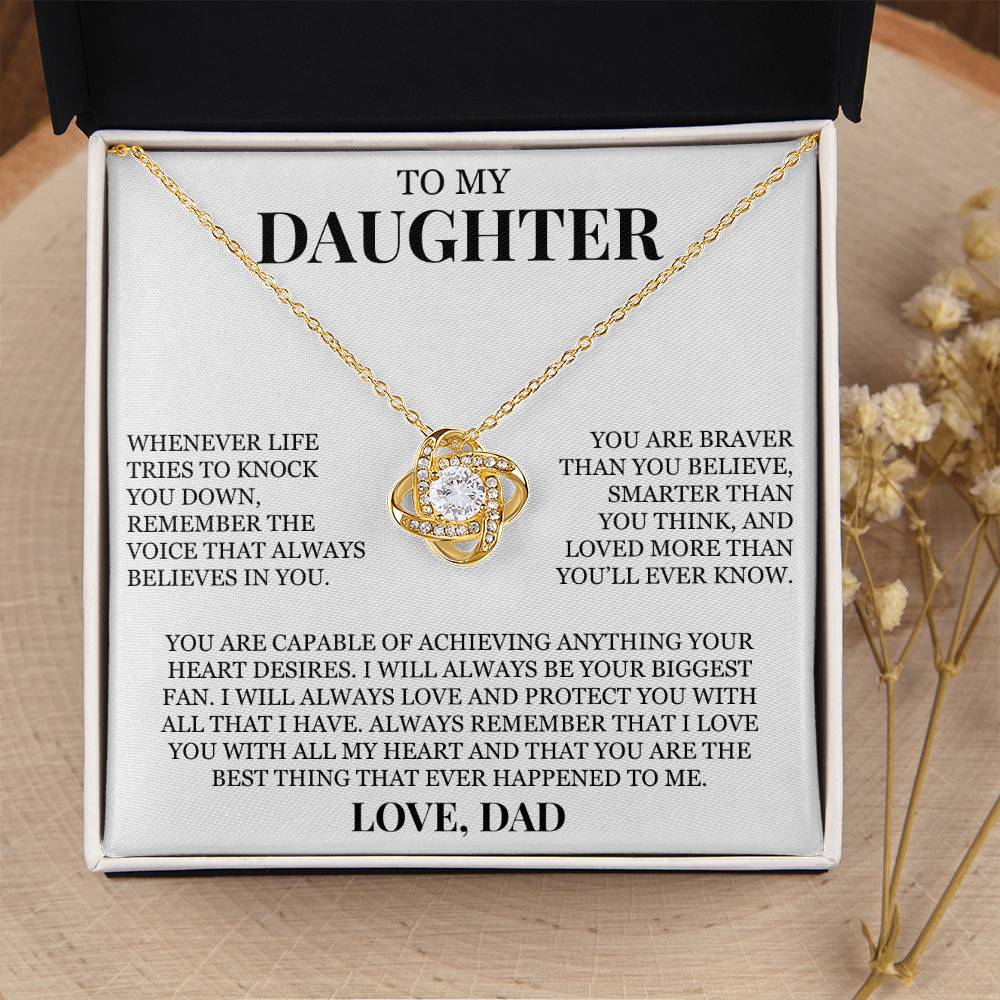 To My Daughter "You Are The Best Thing That Ever Happened To Me" Love Knot Necklace