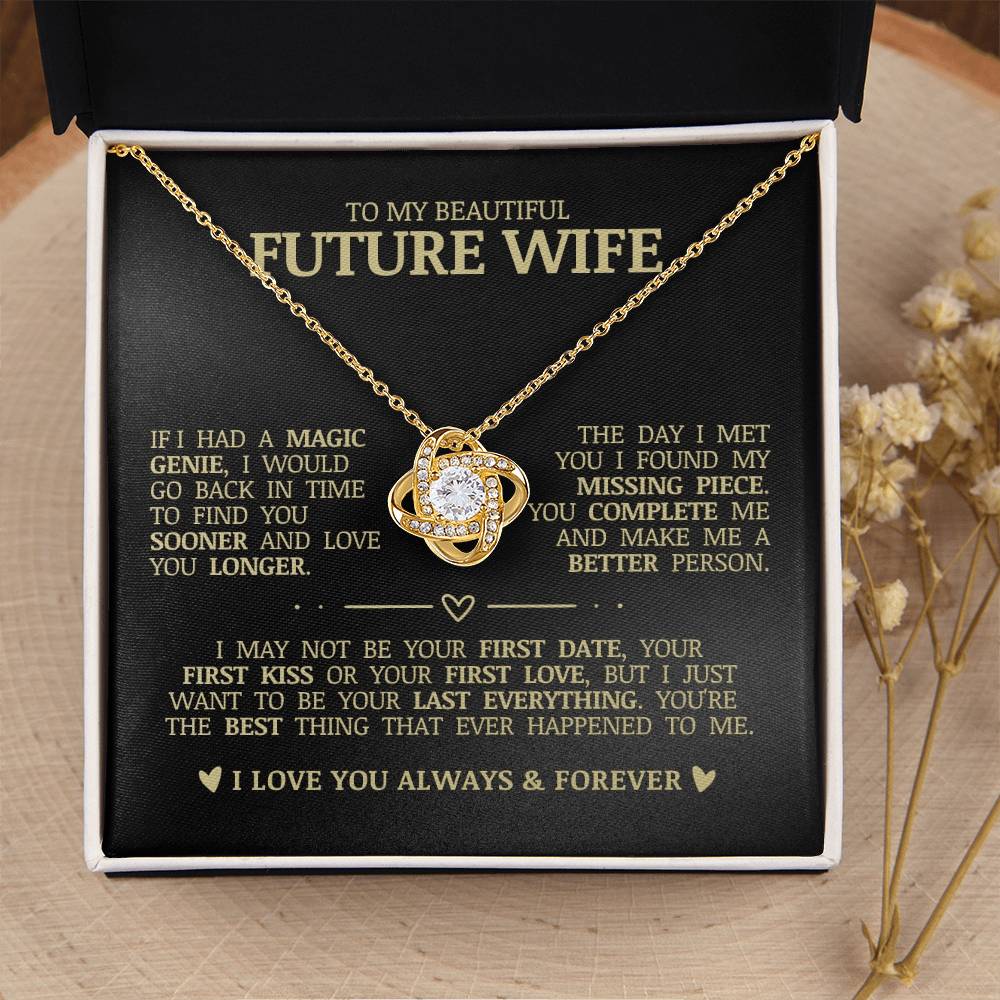 To My Beautiful Future Wife "I Love You Always & Forever" Love Knot Necklace