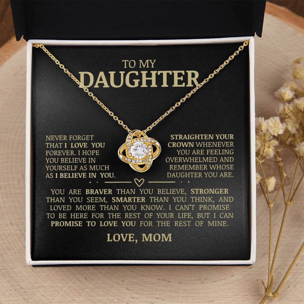 To My Daughter "Believe In Yourself" Love Knot Necklace