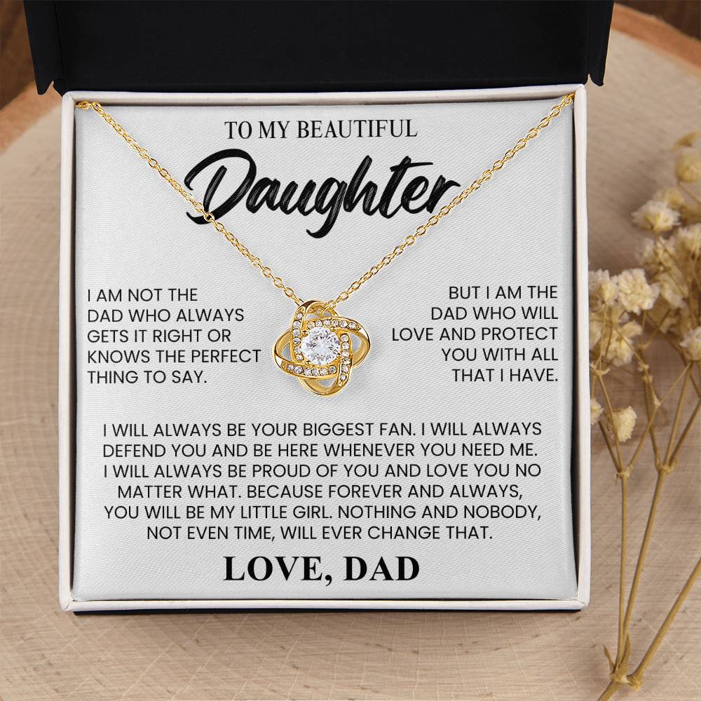 To My Beautiful Daughter "Love and Protect You" Love Knot Necklace