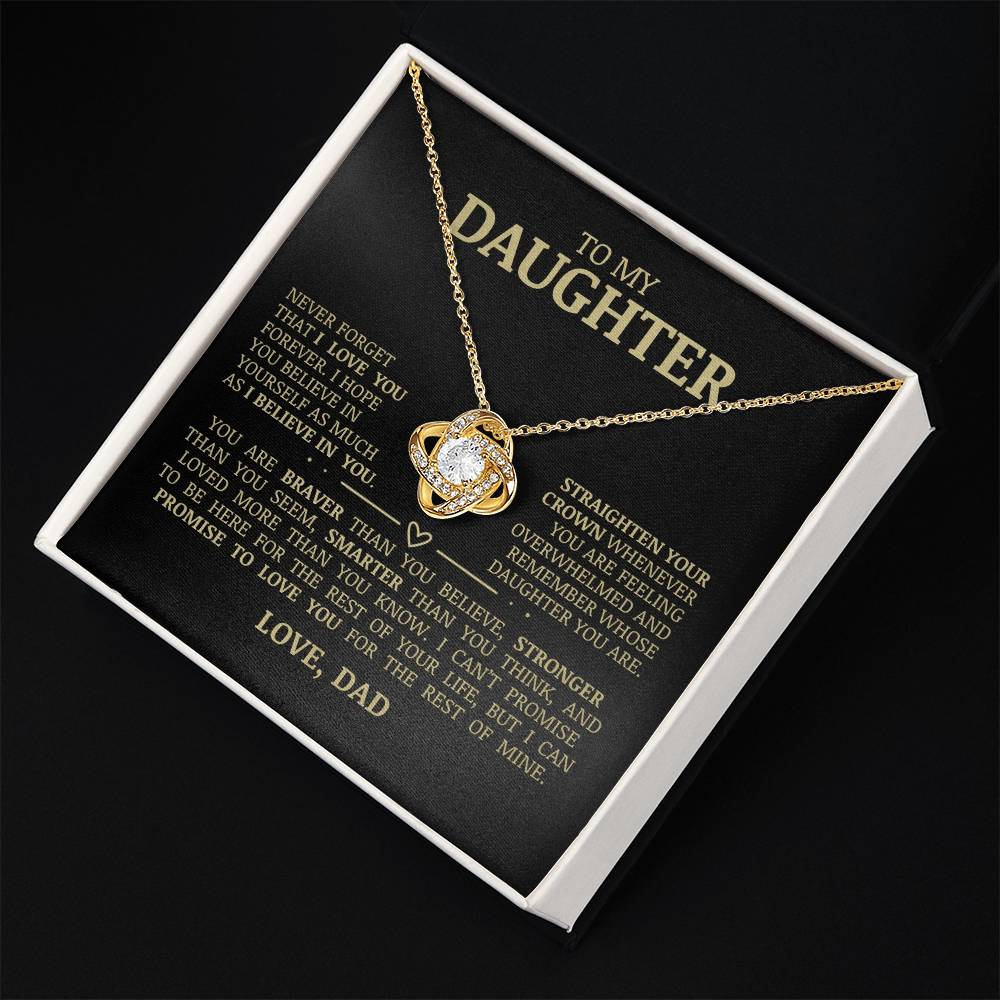 To My Daughter "Believe In Yourself" Love Knot Necklace