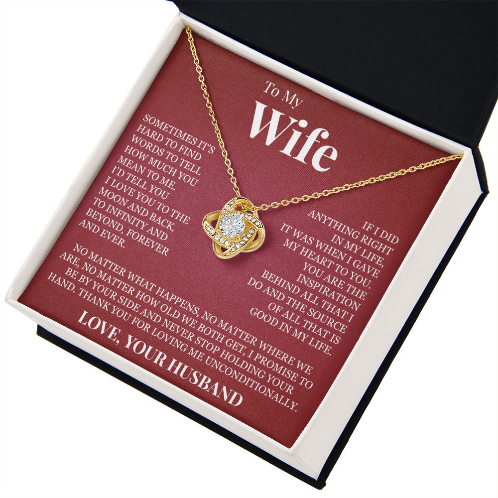Love Knot Necklace - To My Wife "I Love You To The Moon and Back"