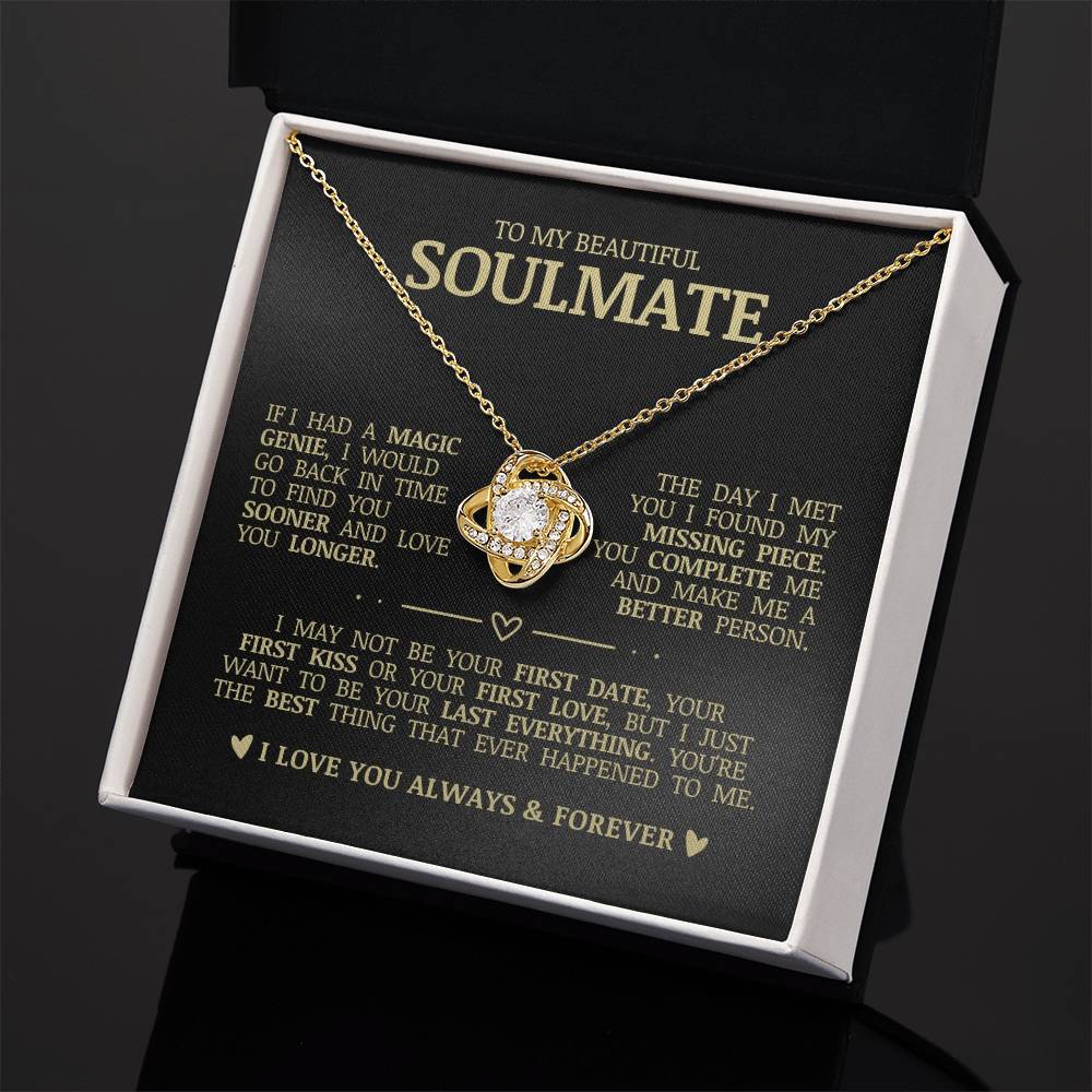 To My Beautiful Soulmate "You Complete Me" Love Knot Necklace