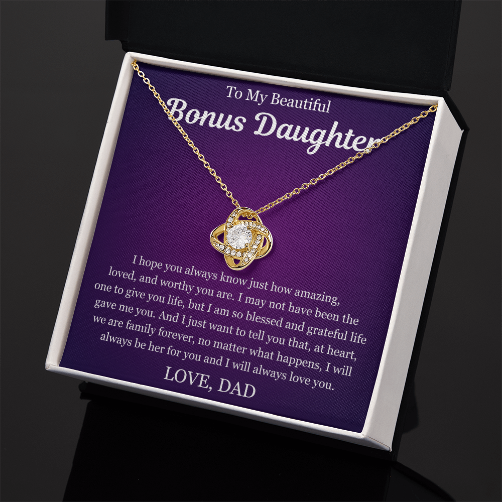 To My Beautiful Bonus Daughter - Love Knot Necklace