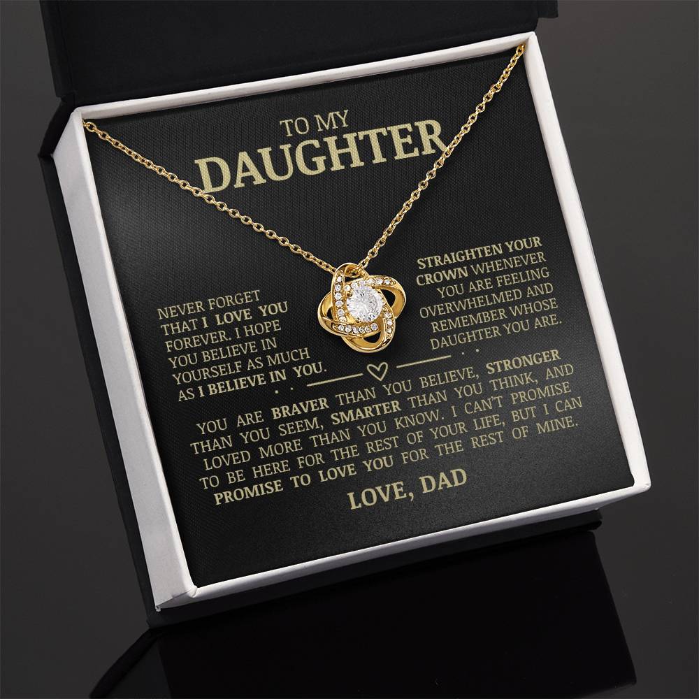 To My Daughter "Believe In Yourself" Love Knot Necklace