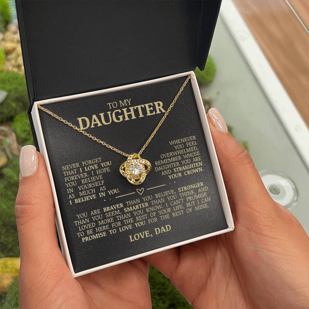 To My Daughter, Straighten Your Crown, Love Knot Necklace
