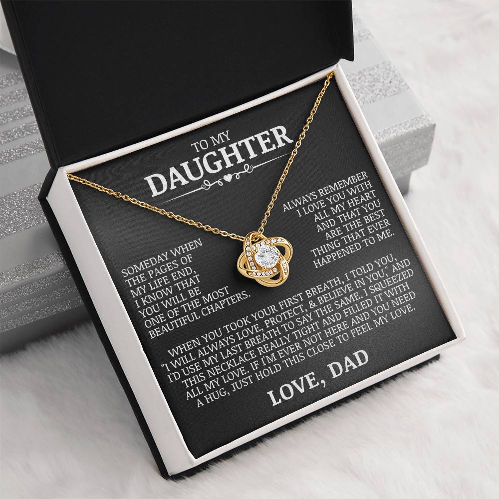To My Daughter "Always Remember I Love You" Love Knot Necklace