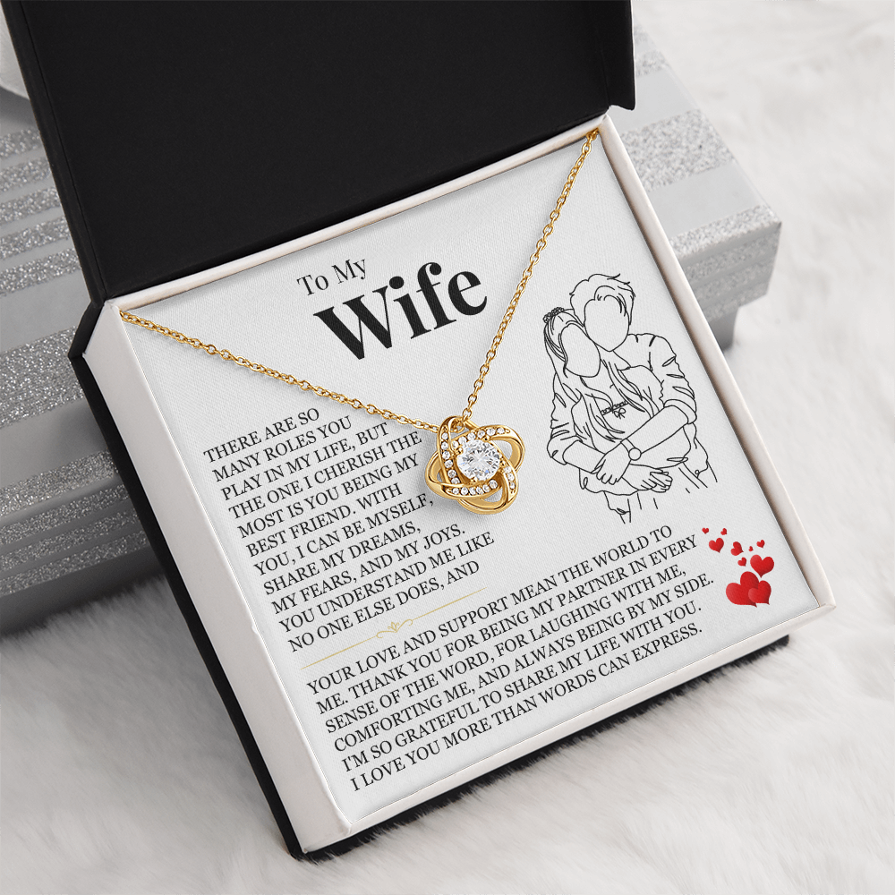 Love Knot Necklace - To My Wife "I Love You More Than Words Can Express"
