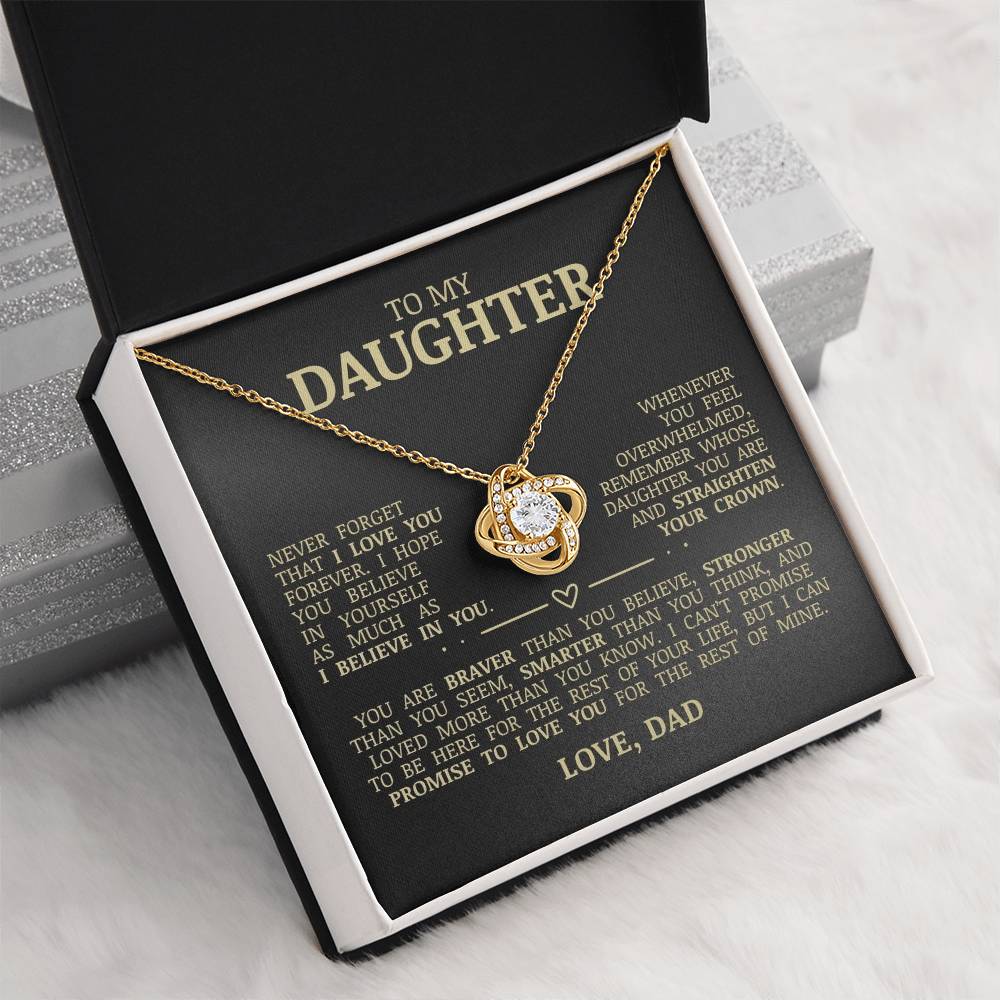 To My Daughter, Straighten Your Crown, Love Knot Necklace
