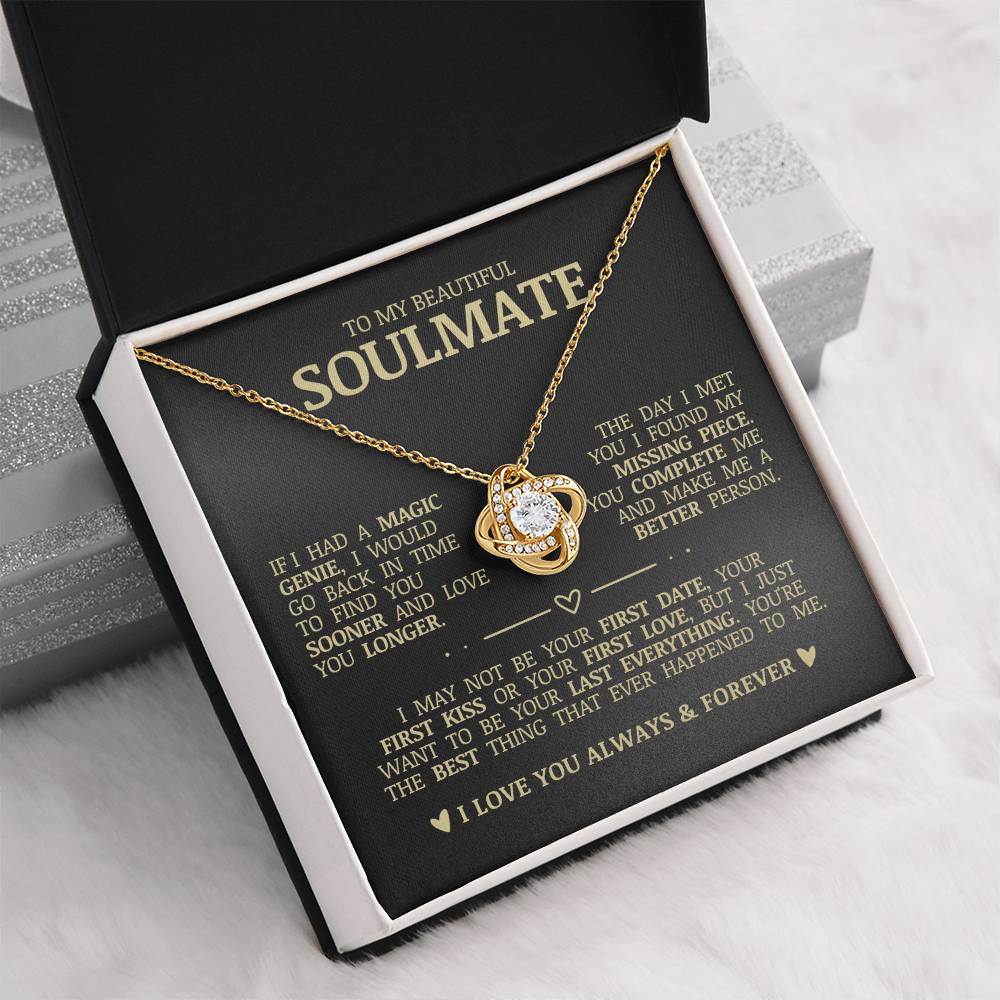 To My Beautiful Soulmate "You Complete Me" Love Knot Necklace