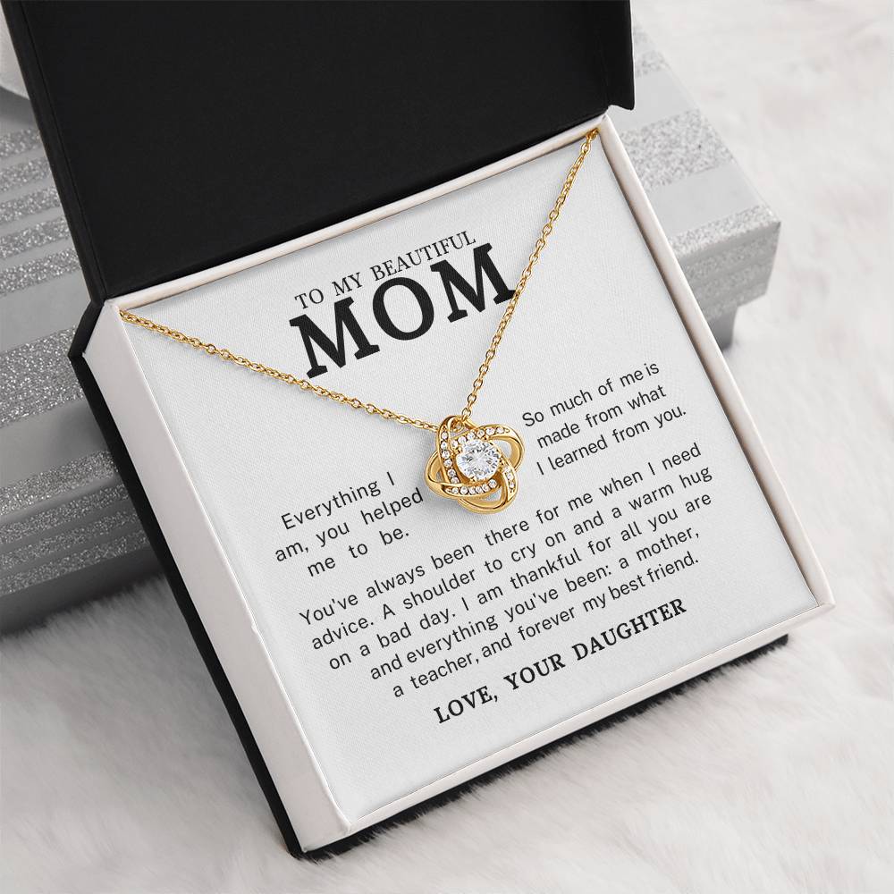 To My Beautiful Mom "Forever My Best Friend" Love Knot Necklace