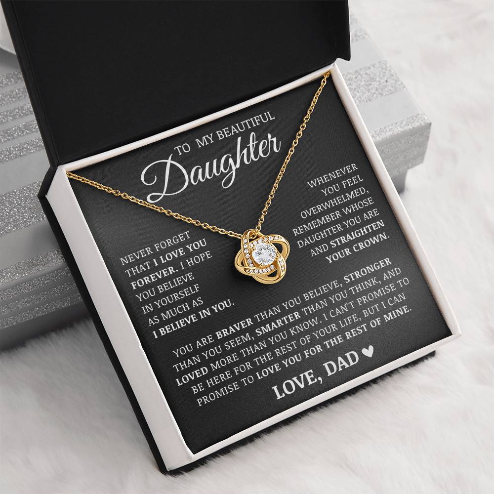 To My Beautiful Daughter "Believe In Yourself" Love Knot Necklace
