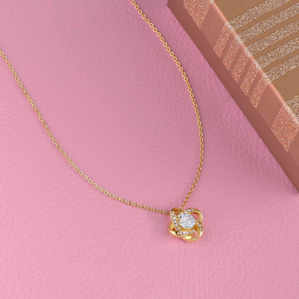 To My Beautiful Daughter "I Will Forever Be Here For You" Love Knot Necklace