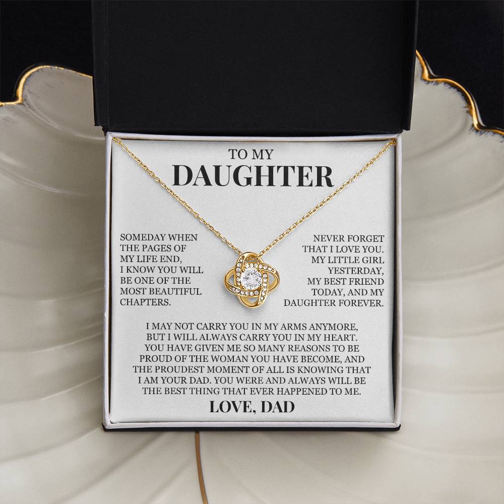 To My Daughter "Never Forget That I Love You" Love Knot Necklace