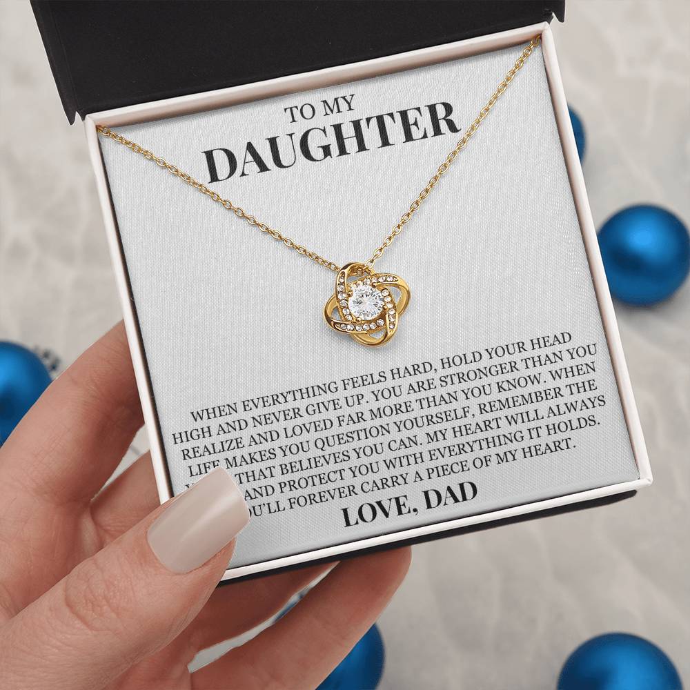 To My Daughter "Hold Your Head High" Love Knot Necklace