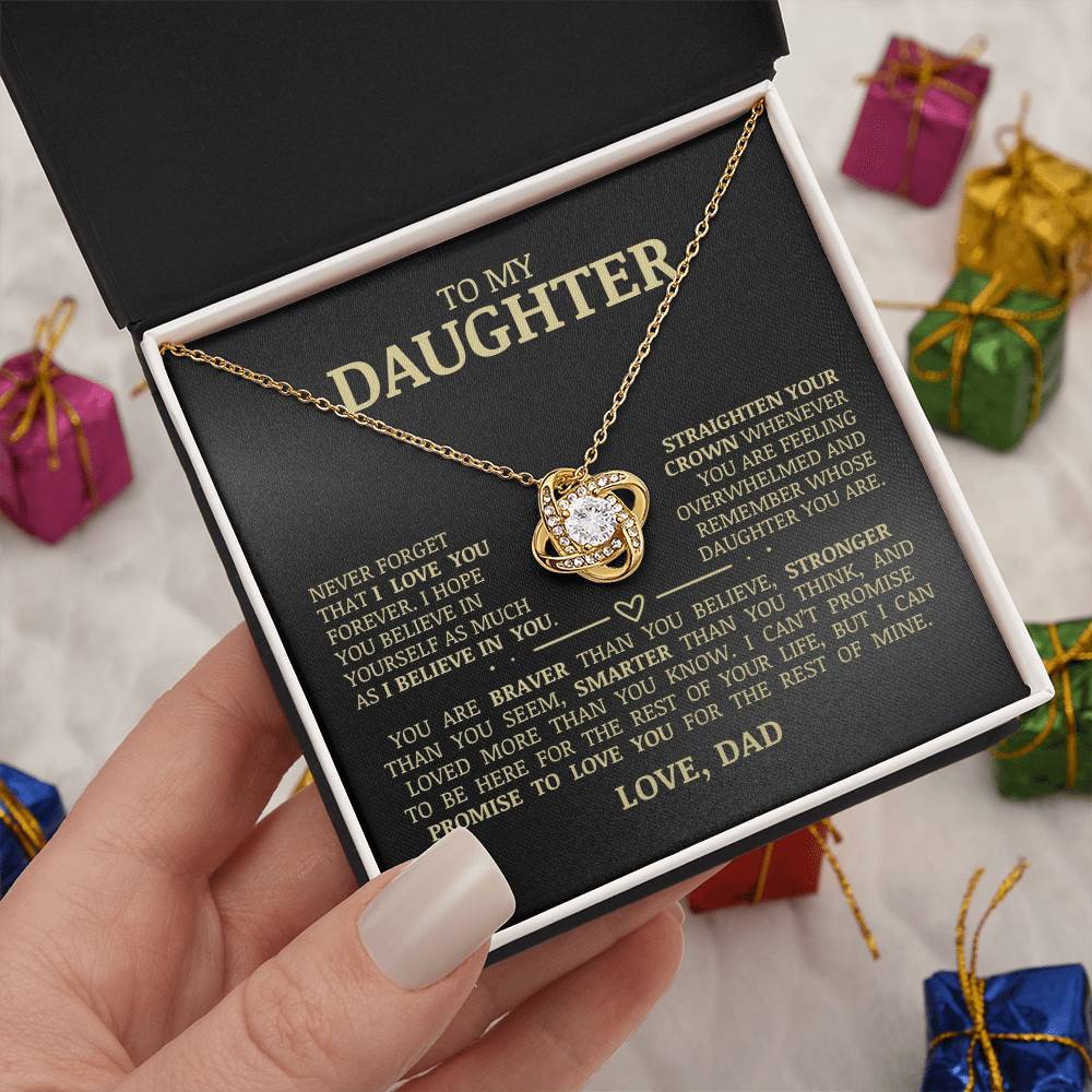 To My Daughter "Believe In Yourself" Love Knot Necklace