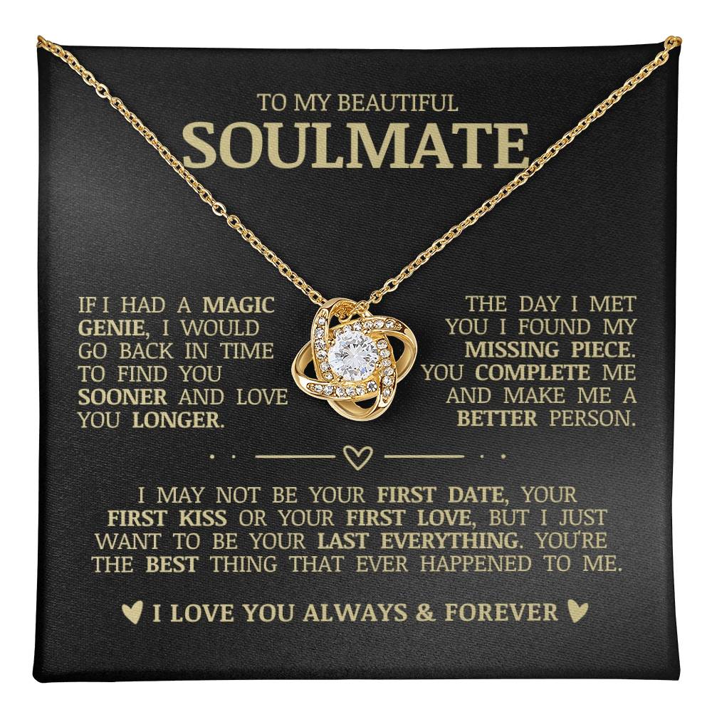 To My Beautiful Soulmate "You Complete Me" Love Knot Necklace